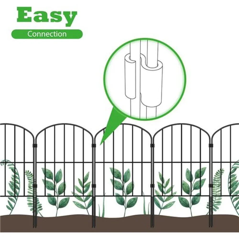 Garden Fence No Dig Fencing 10 Panels, 10ft (L) x 24in (H) Rustproof Metal Wire
